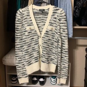 Express Gold Ivory Black Embellish Sweater